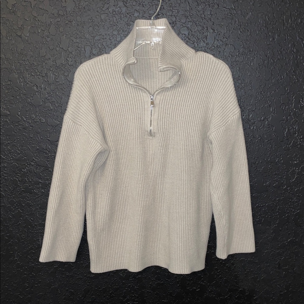 Women’s Beige Half-Zip Heavy Knit Sweater Size Medium